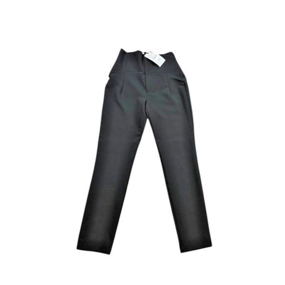 Zara High Rise Cigarette Pant Womens Size Small Black Skinny Career Office